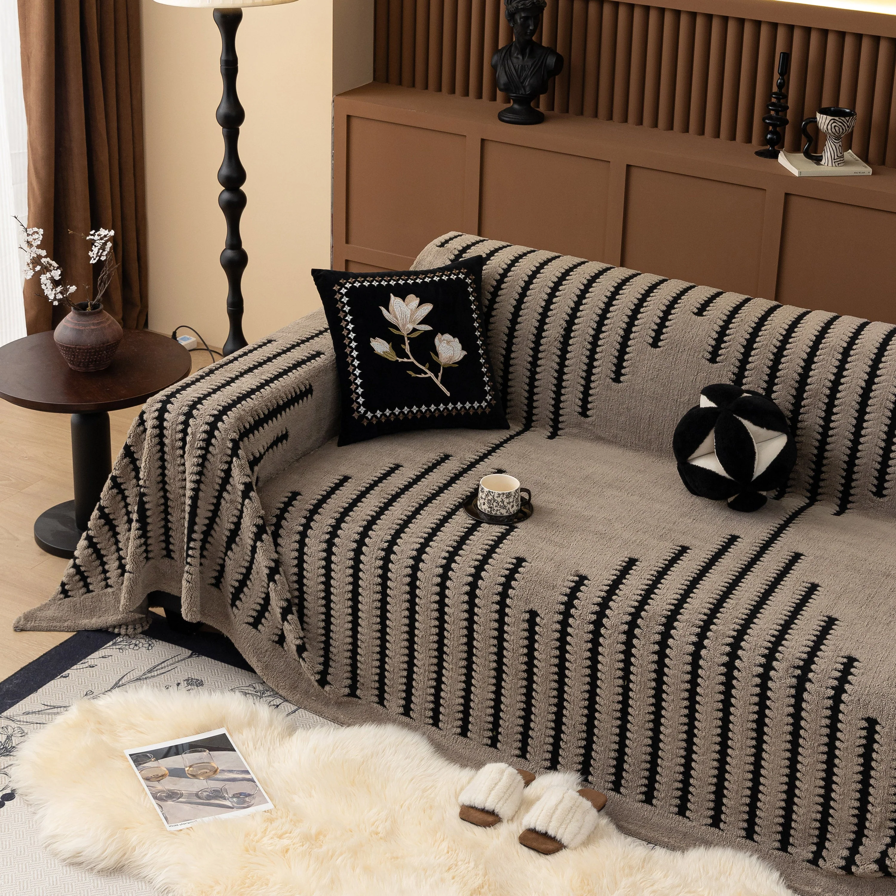 Jacquard Fleece Throw Blanket for Couch Plush Fuzzy Cozy Soft Blankets and Throws for Sofa - Image 92