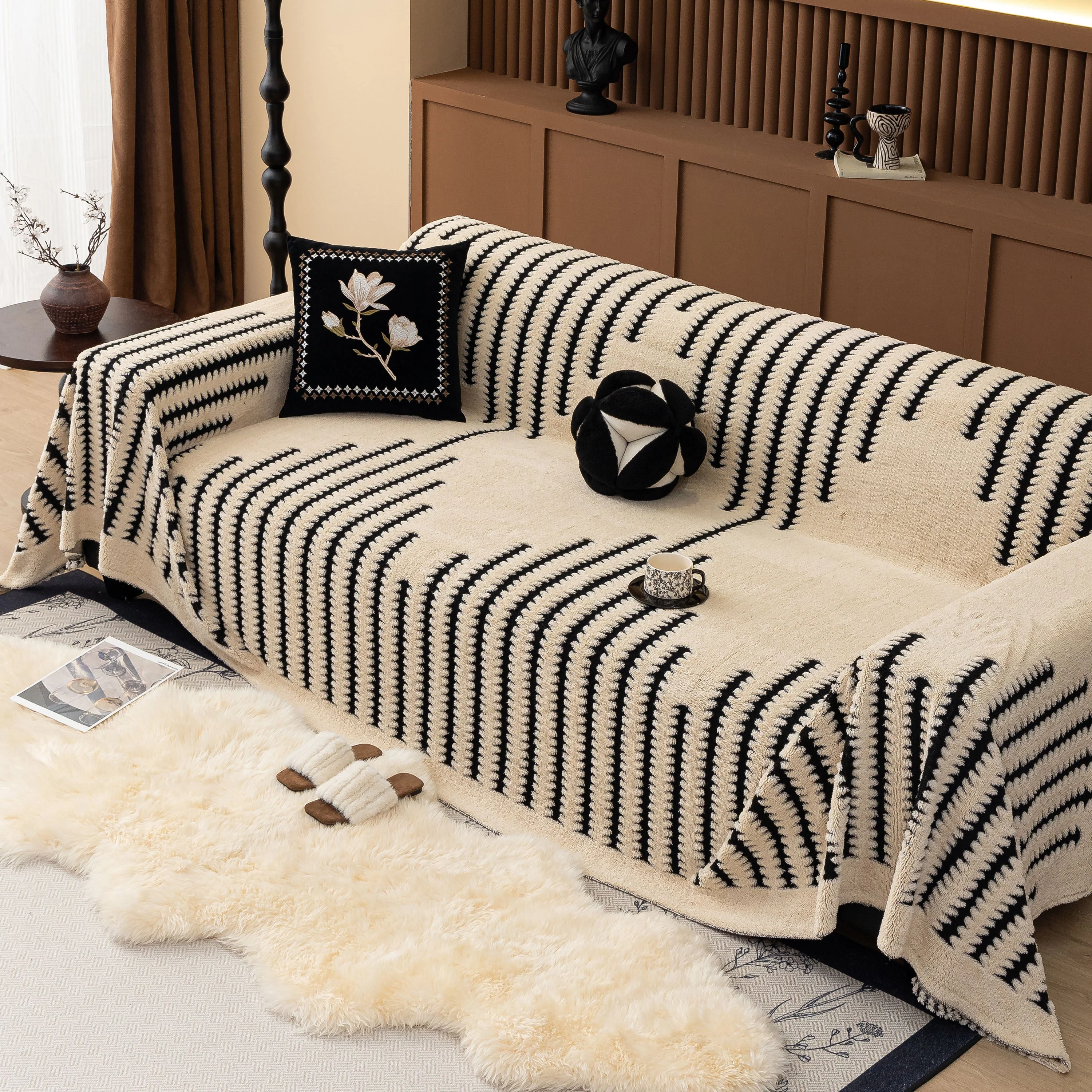 Jacquard Fleece Throw Blanket for Couch Plush Fuzzy Cozy Soft Blankets and Throws for Sofa - Image 97