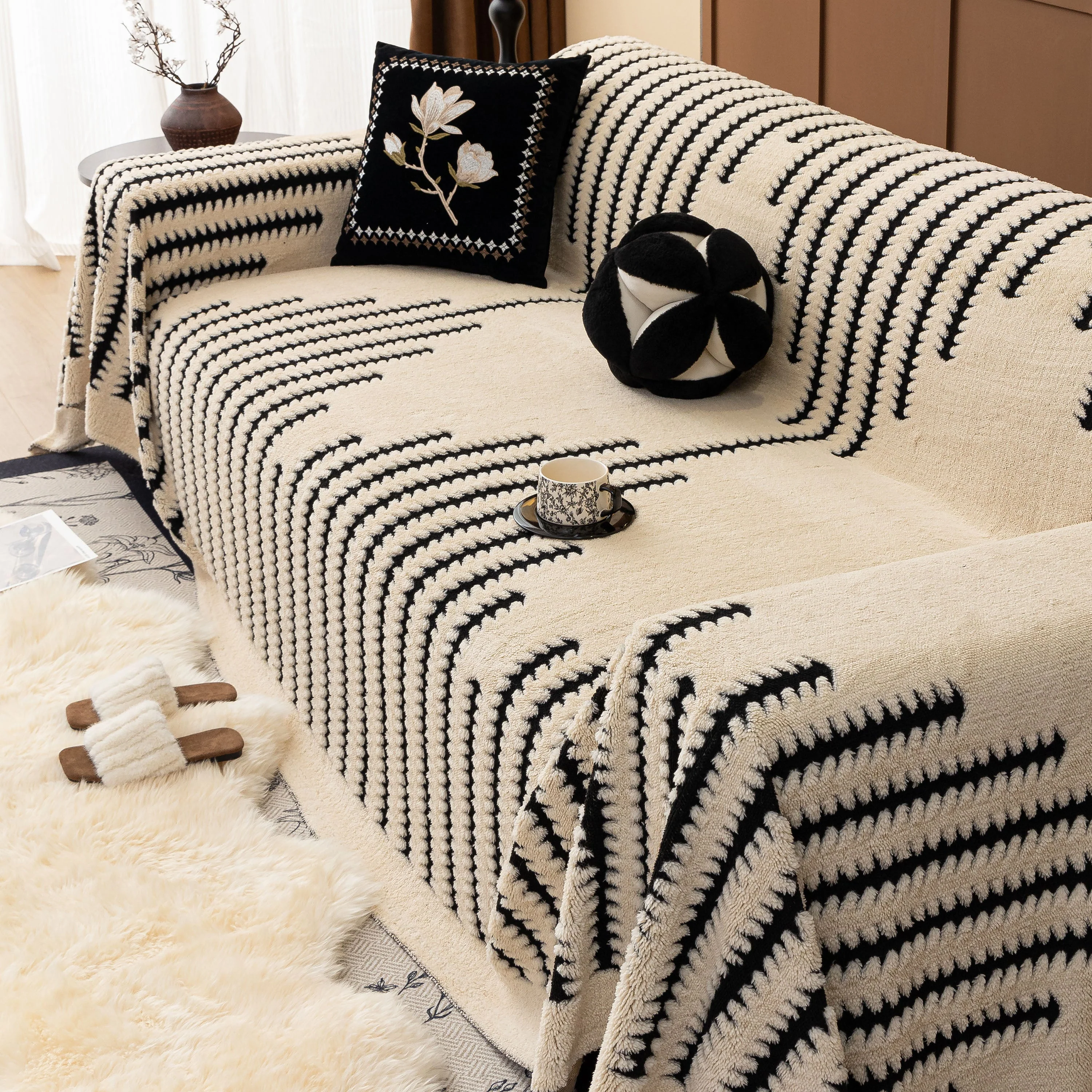 Jacquard Fleece Throw Blanket for Couch Plush Fuzzy Cozy Soft Blankets and Throws for Sofa - Image 98
