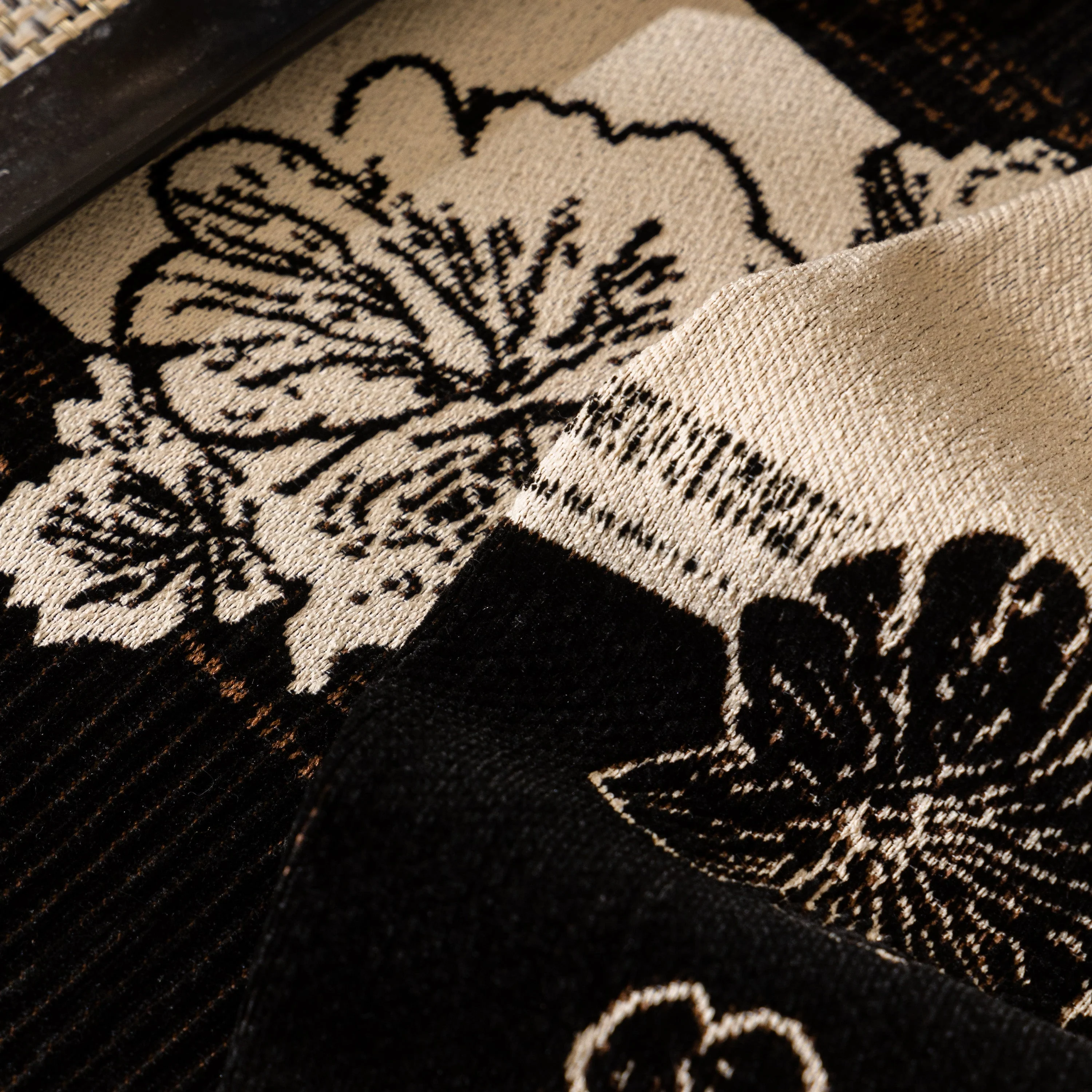 Jacquard Floral Band Sofa Cover with Tassels, Thick Textured Couch Throw Blanket - Image 34