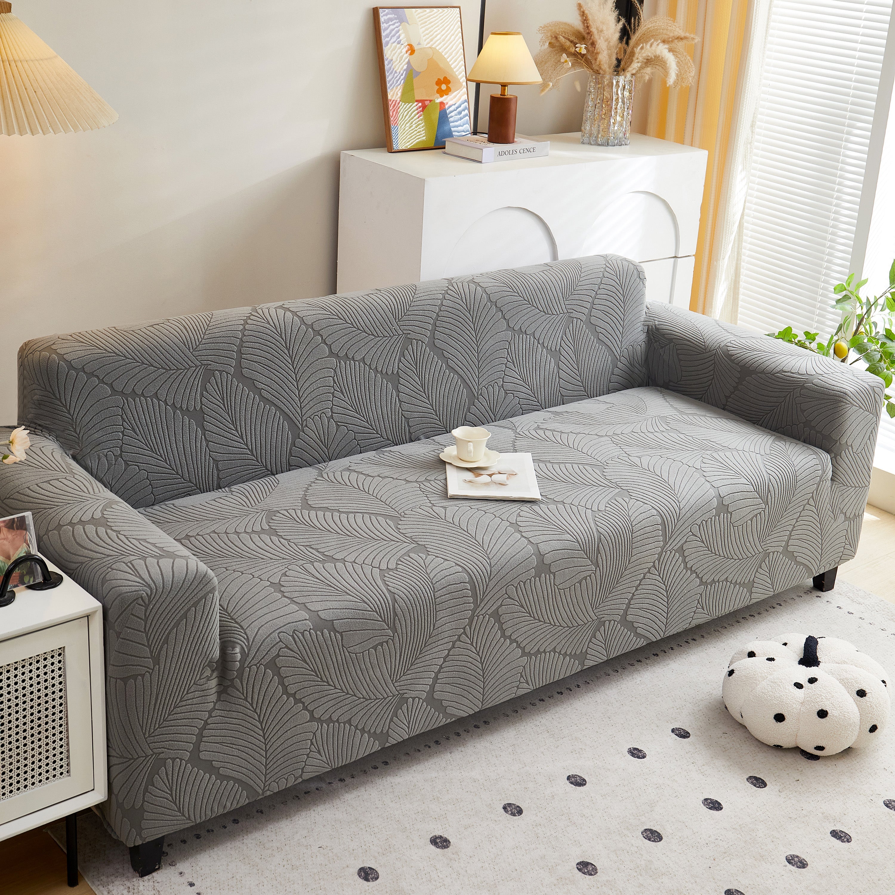 Jacquard Leaf Stretch Sofa Protector Cover Soft Washable Spandex Couch Slipcover - Image 10