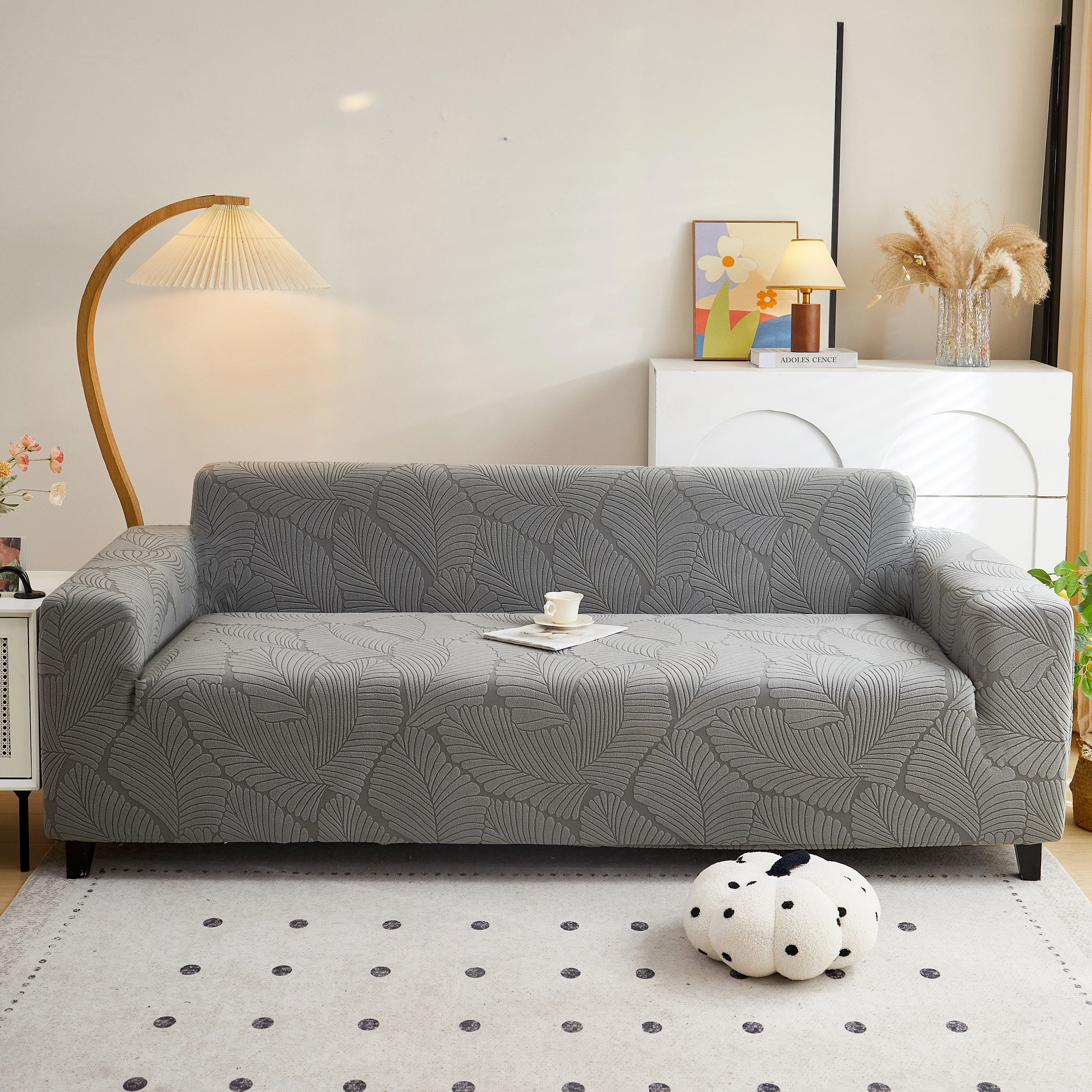 Jacquard Leaf Stretch Sofa Protector Cover Soft Washable Spandex Couch Slipcover - Image 21