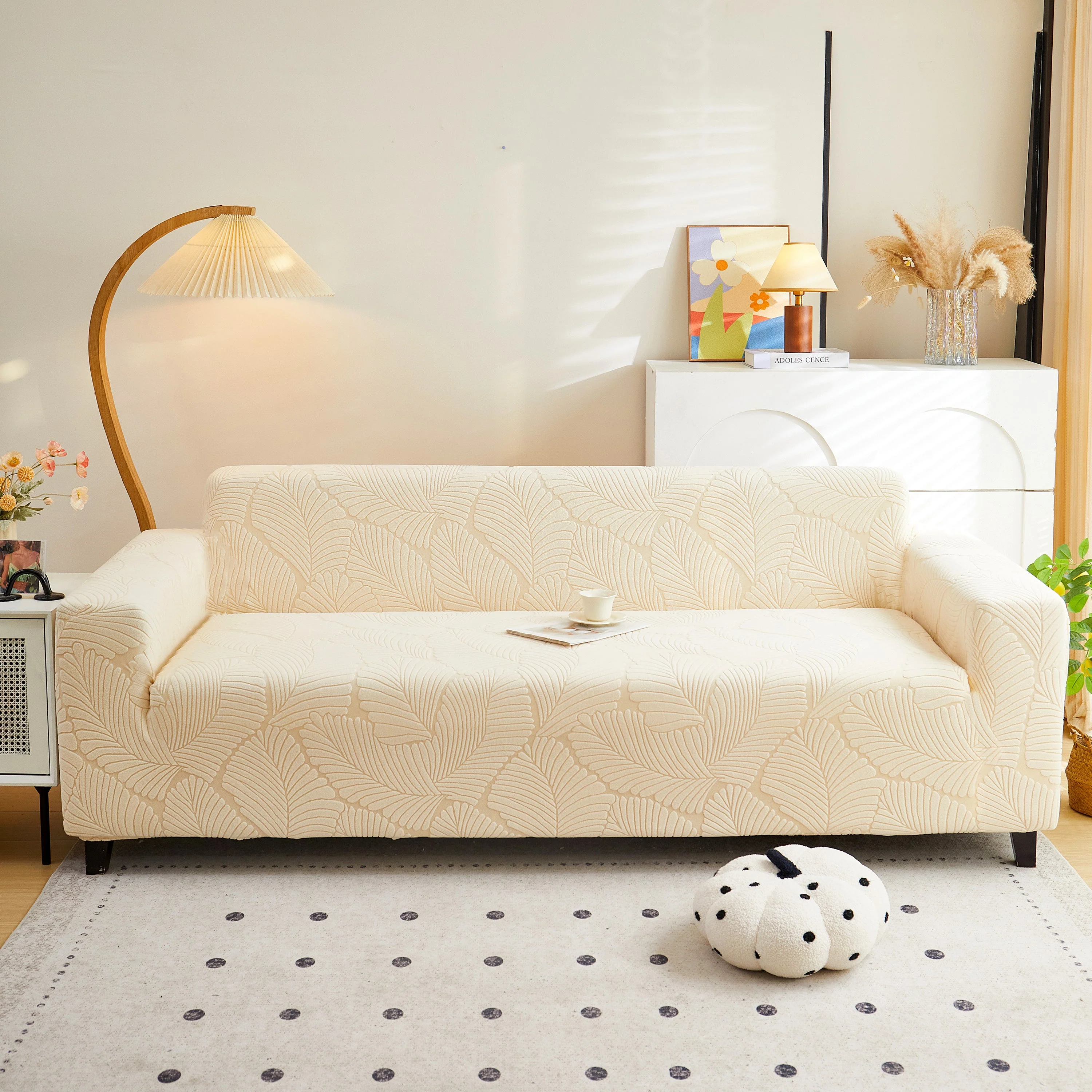 Jacquard Leaf Stretch Sofa Protector Cover Soft Washable Spandex Couch Slipcover - Image 22