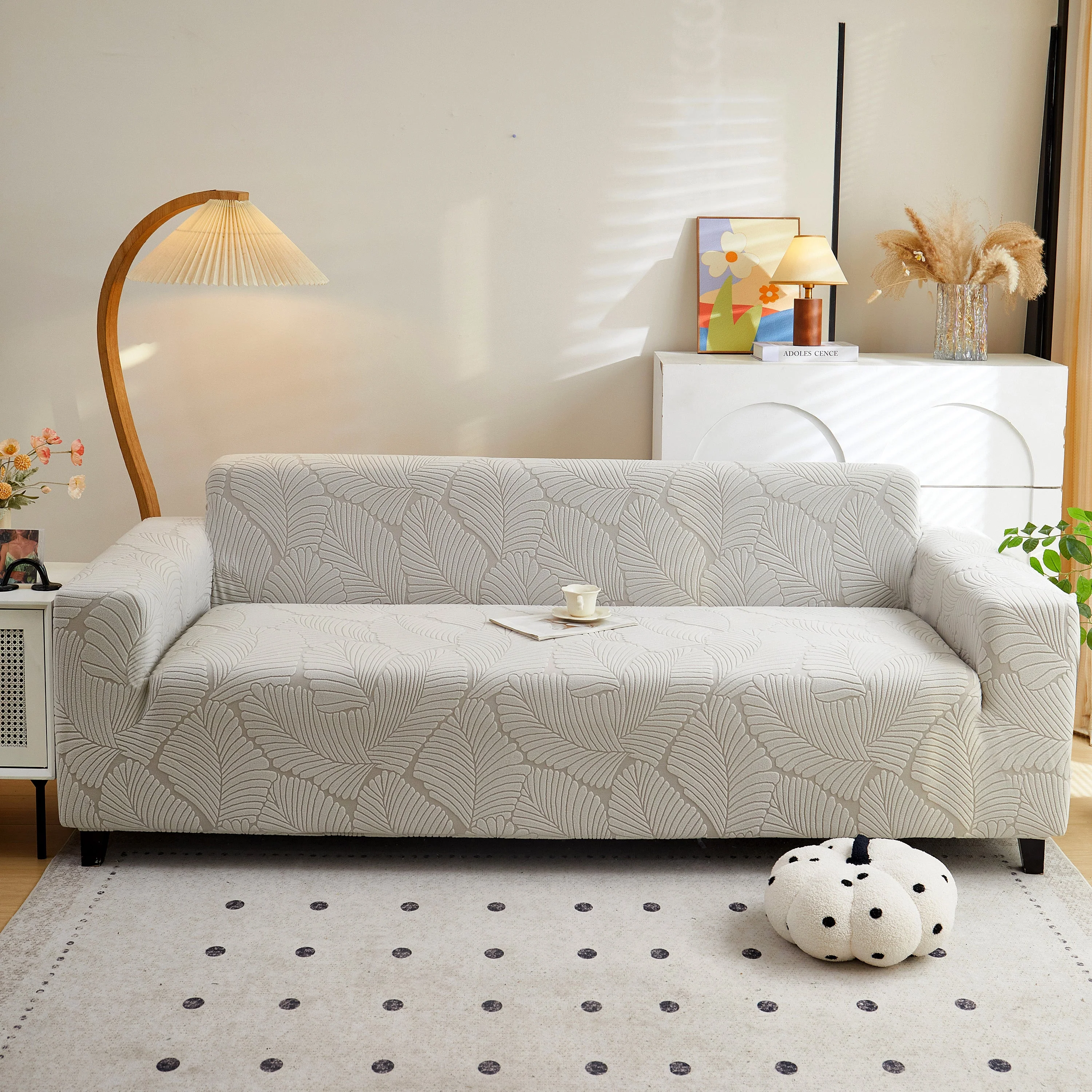 Jacquard Leaf Stretch Sofa Protector Cover Soft Washable Spandex Couch Slipcover - Image 42