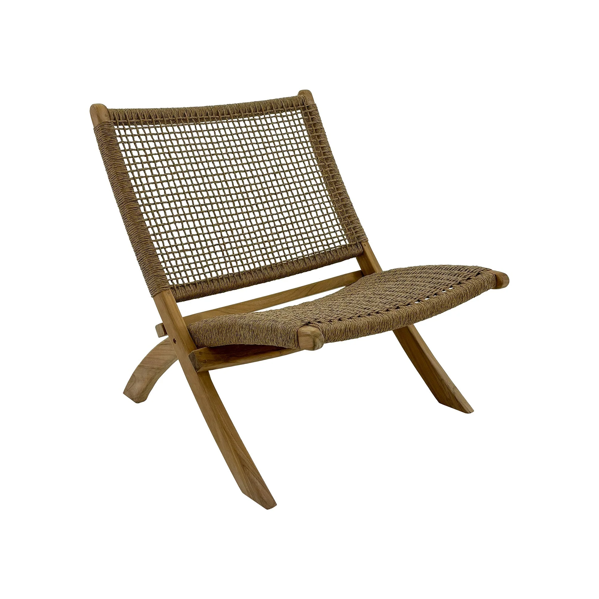 Jamaican Natural Outdoor Folding Lounge Chair with Polystrand Seat - Image 2