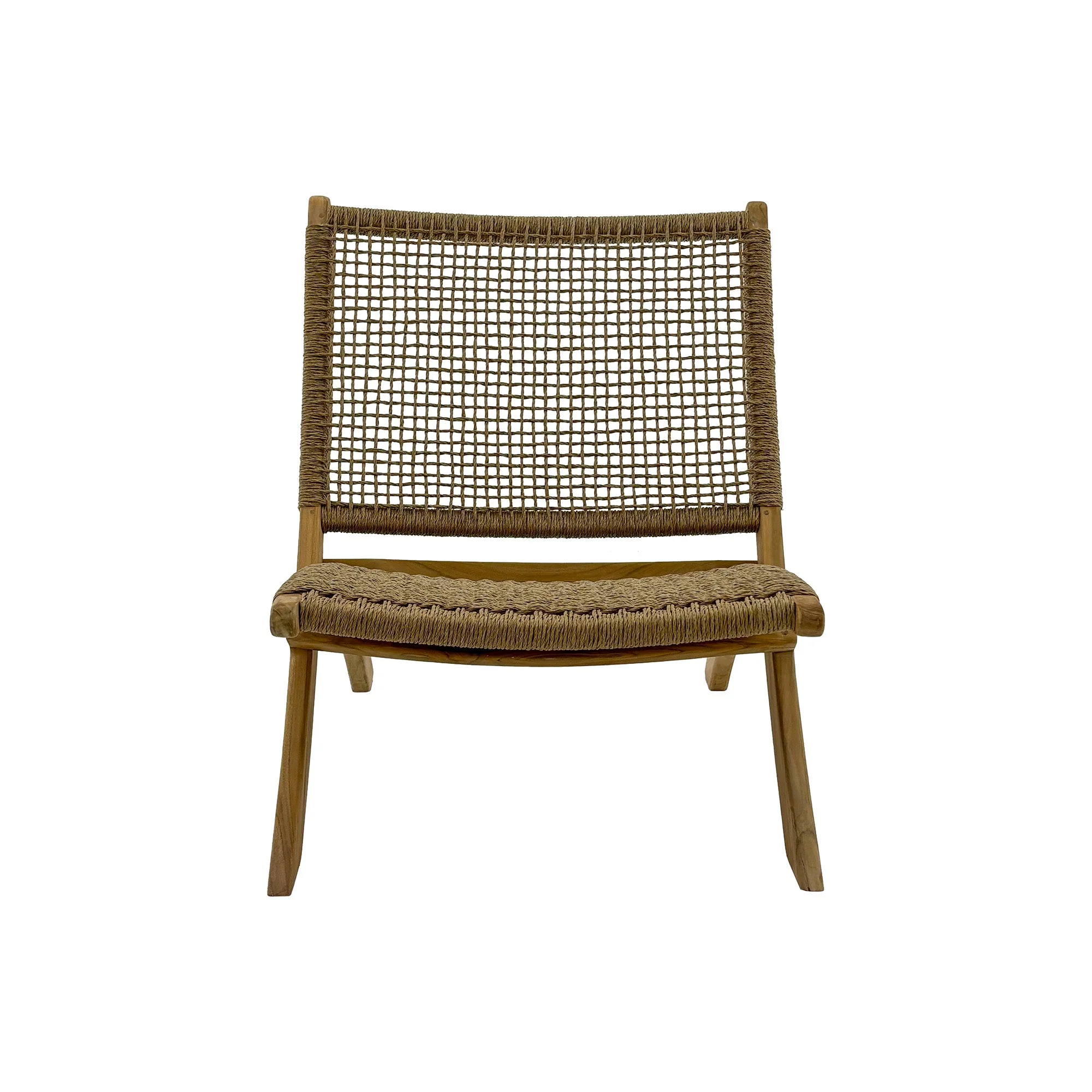 Jamaican Natural Outdoor Folding Lounge Chair with Polystrand Seat - Image 3