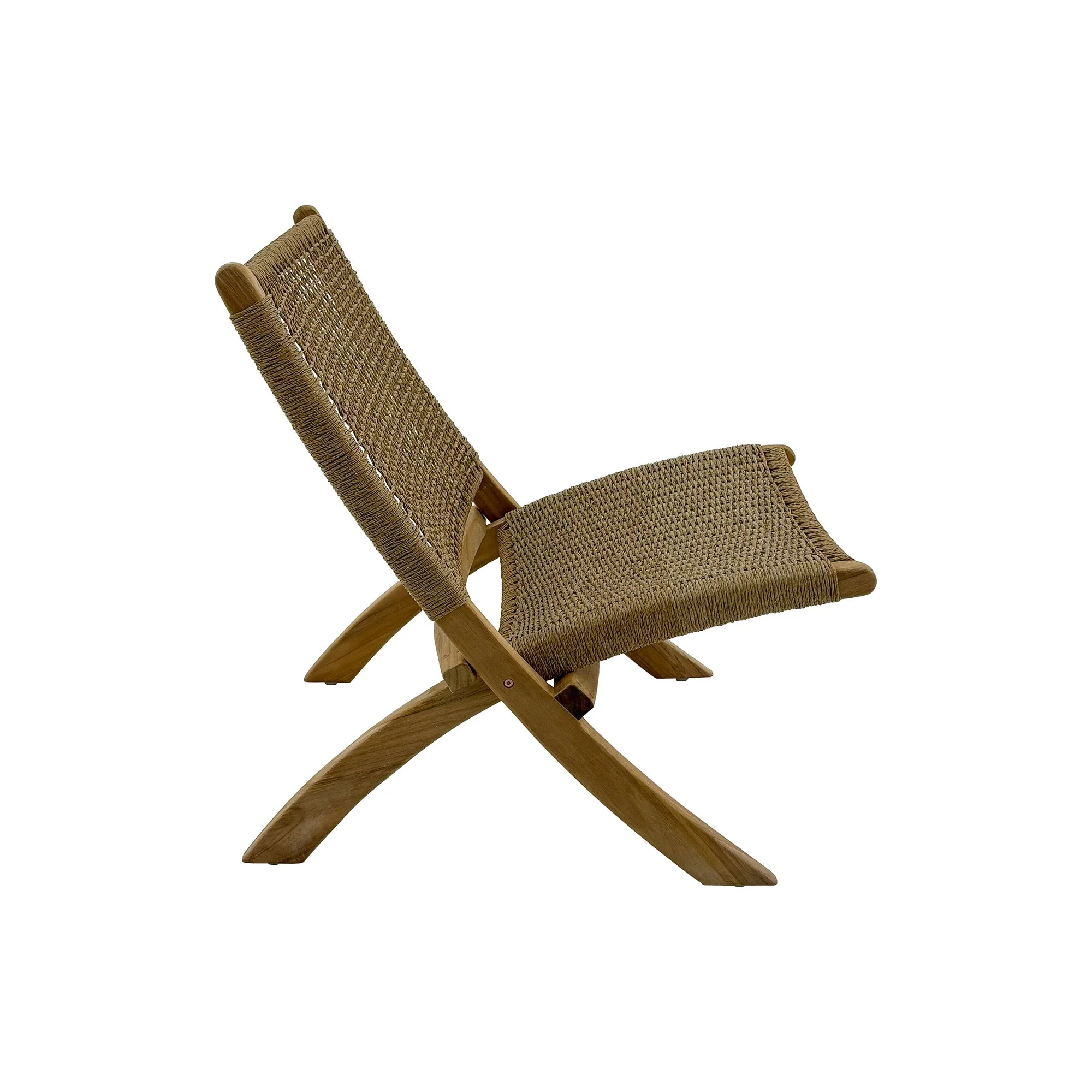 Jamaican Natural Outdoor Folding Lounge Chair with Polystrand Seat - Image 4