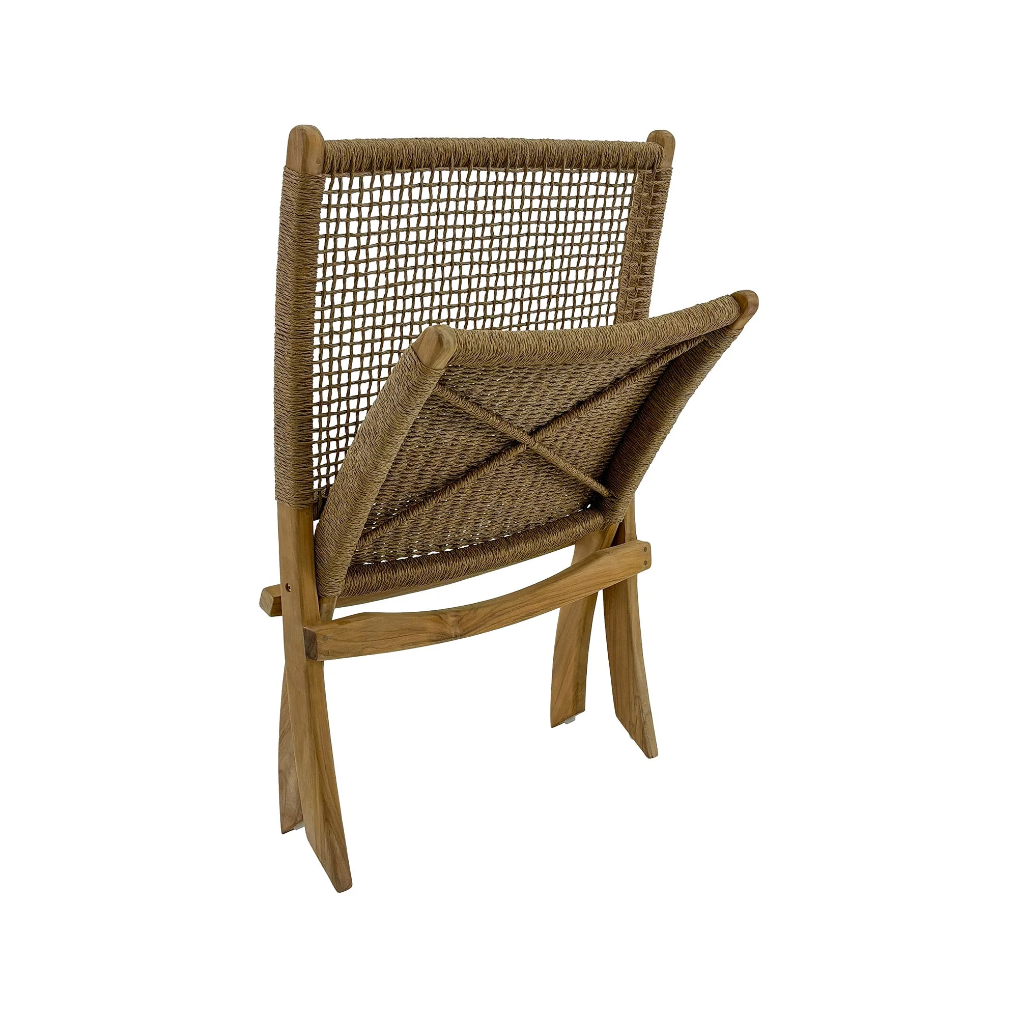 Jamaican Natural Outdoor Folding Lounge Chair with Polystrand Seat - Image 5