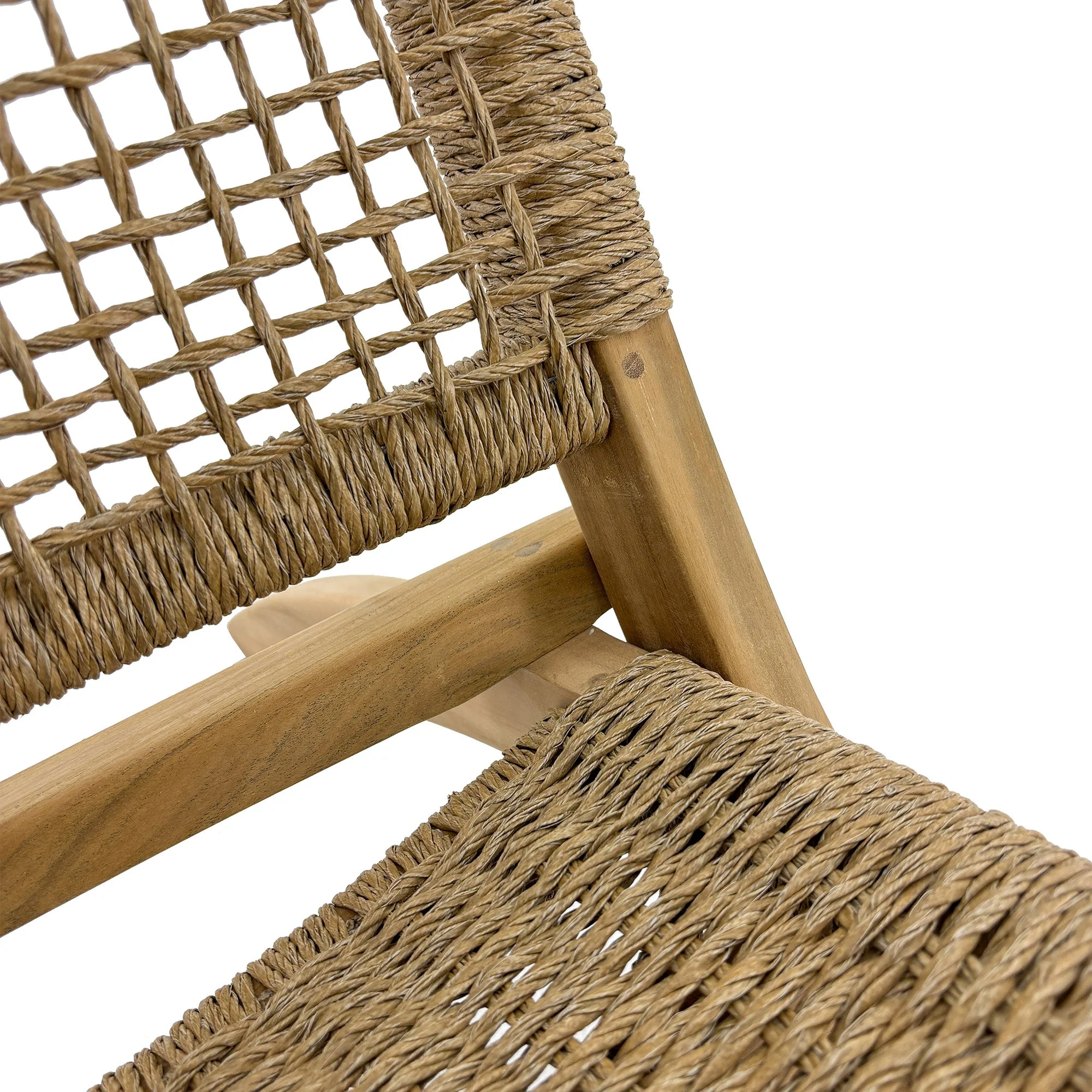 Jamaican Natural Outdoor Folding Lounge Chair with Polystrand Seat - Image 6