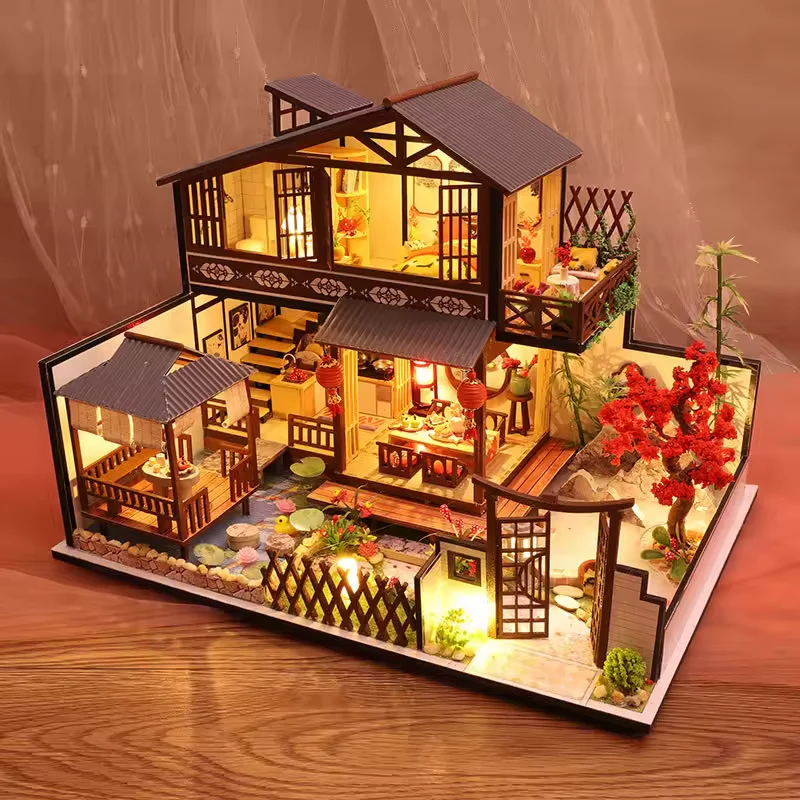 Japanese House Dollhouse Kit - Miniature Wizardi Roombox Kit with LED Light F07M51-78-P002-A - Image 2