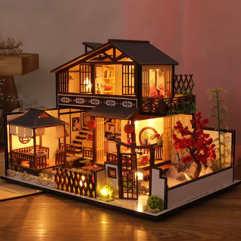 Japanese House Dollhouse Kit - Miniature Wizardi Roombox Kit with LED Light F07M51-78-P002-A - Image 3