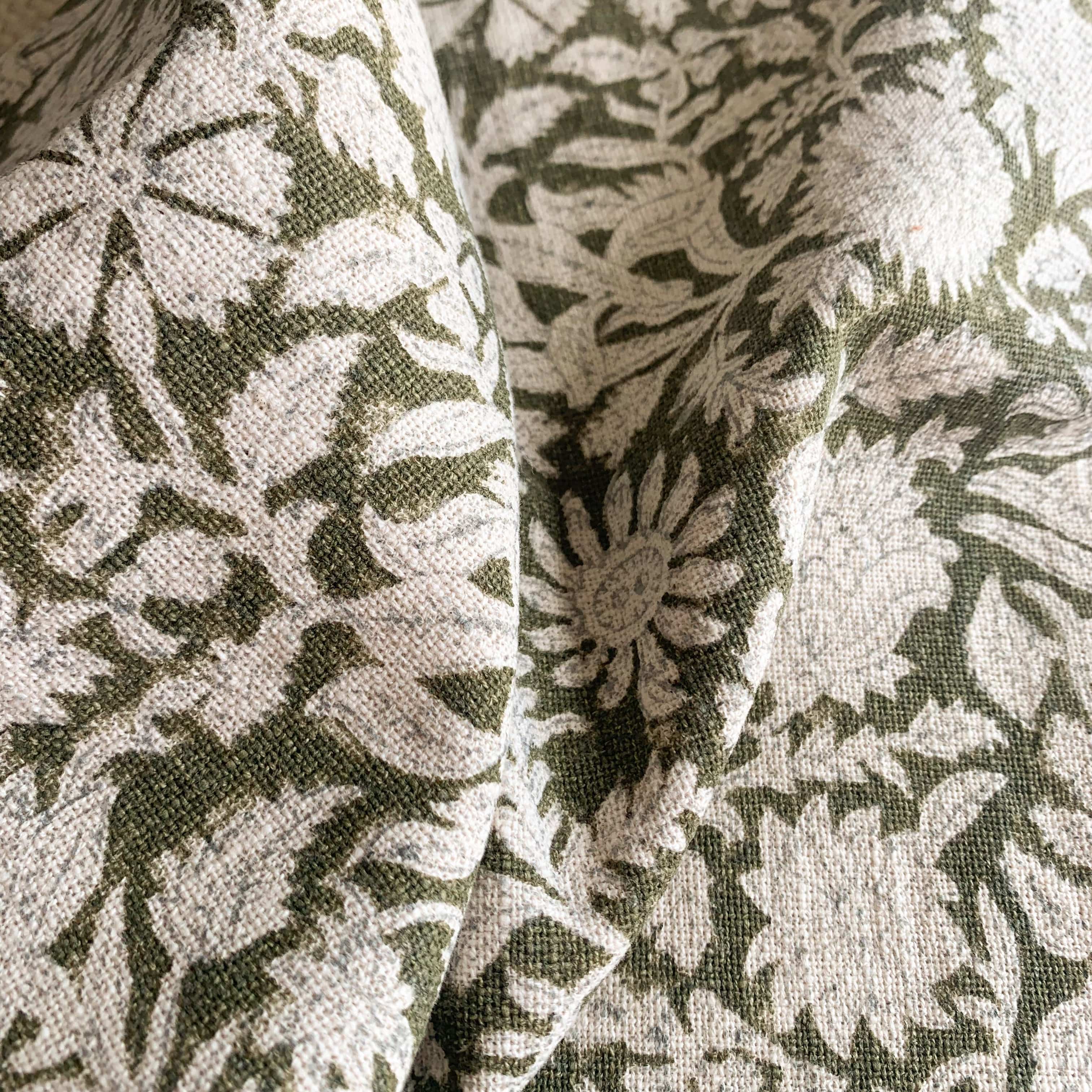 Jardim Floral Block Printed Pillow Cover | Olive Green | Lumbar - Image 7