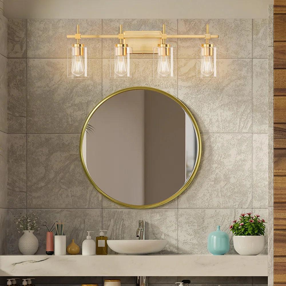 Jasper Black & Gold Clear Glass 4-Light Bathroom Vanity Light - Image 10