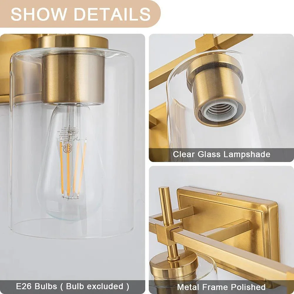Jasper Black & Gold Clear Glass 4-Light Bathroom Vanity Light - Image 11