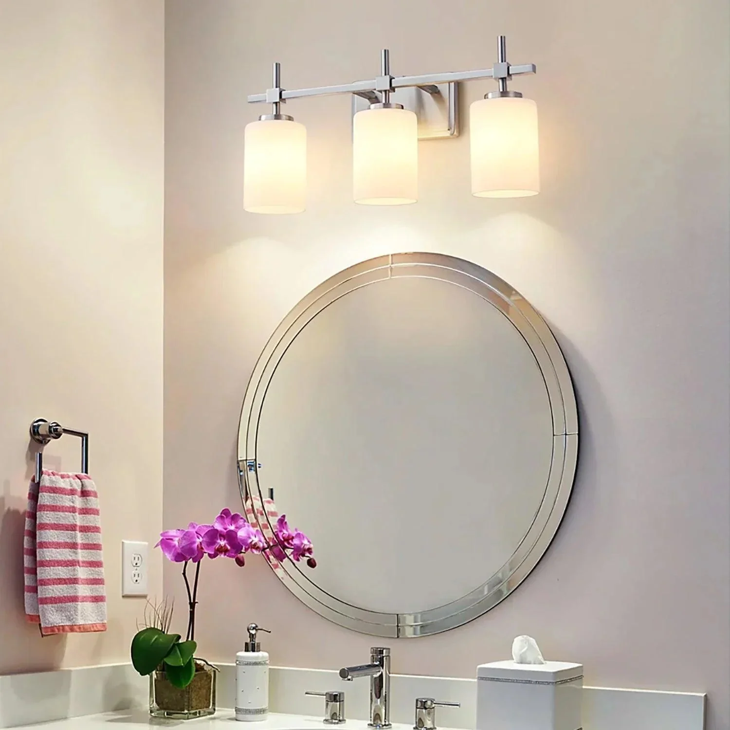 Jasper Gold Modern Frosted Glass 3-Light Bathroom Vanity Light - Image 11
