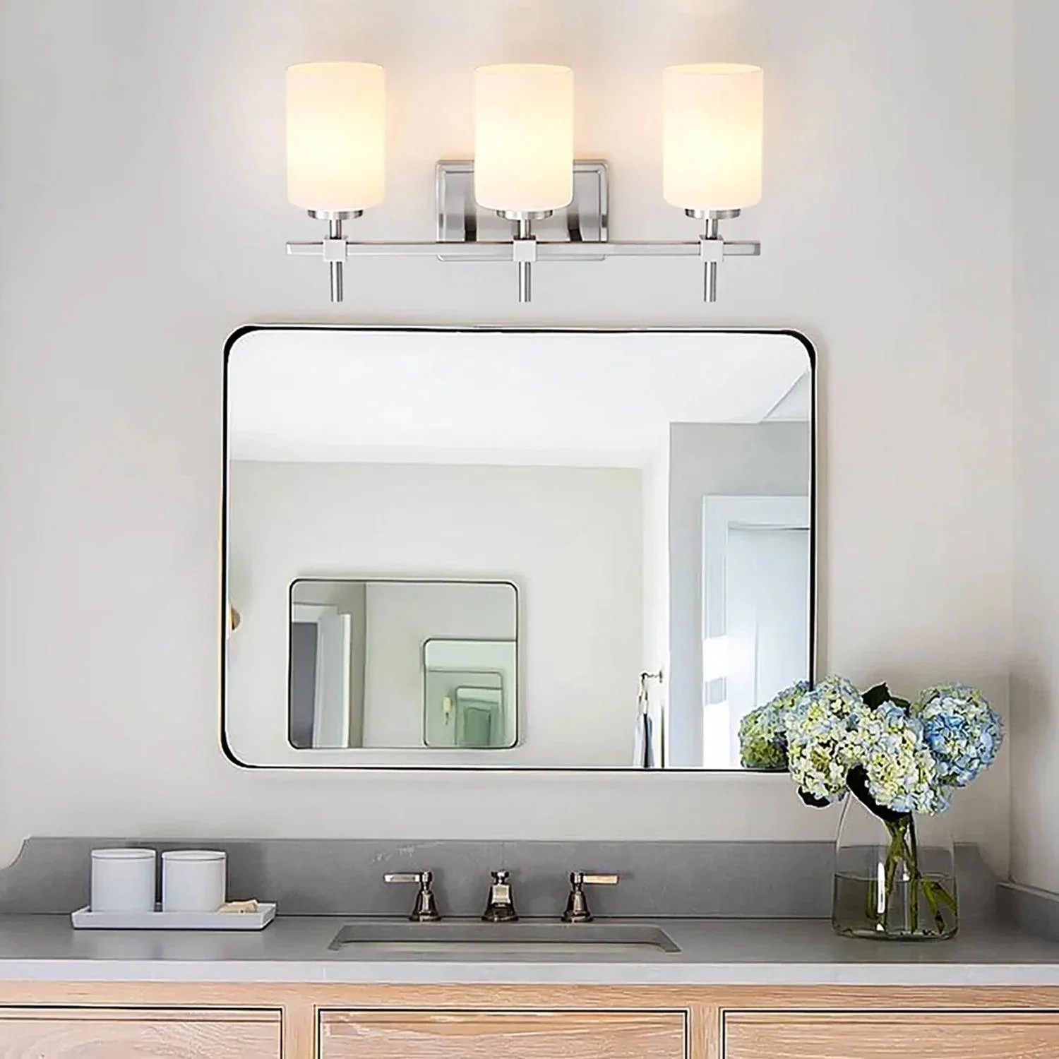 Jasper Gold Modern Frosted Glass 3-Light Bathroom Vanity Light - Image 15