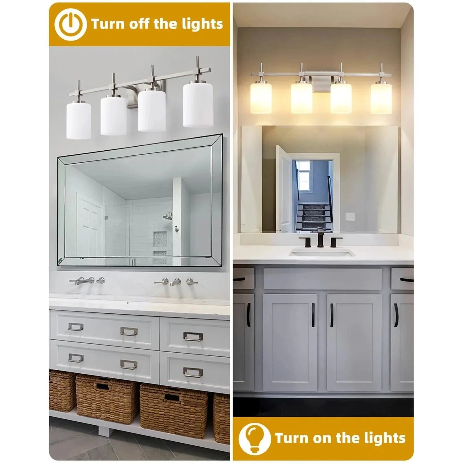 Jasper Gold Modern Frosted Glass 4-Light Bathroom Vanity Light - Image 13