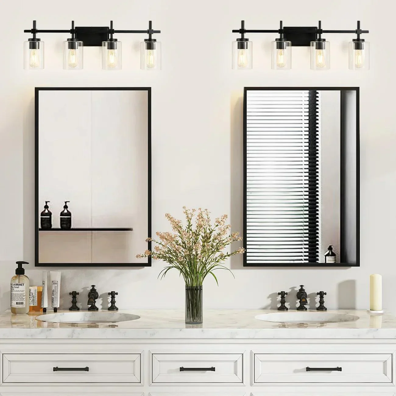 Jasper Modern 4-Light Clear Glass Bathroom Lights Linear Vanity Light - Image 11