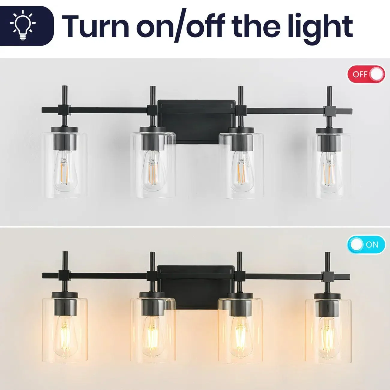 Jasper Modern 4-Light Clear Glass Bathroom Lights Linear Vanity Light - Image 13