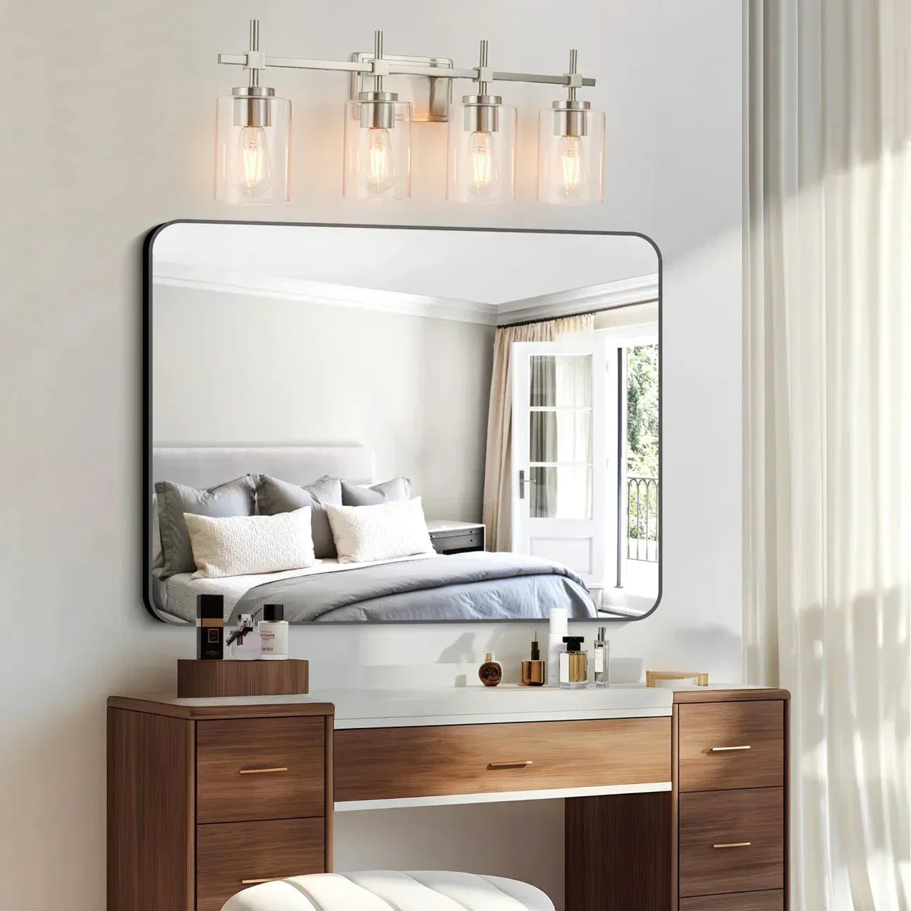 Jasper Modern 4-Light Clear Glass Bathroom Lights Linear Vanity Light - Image 2