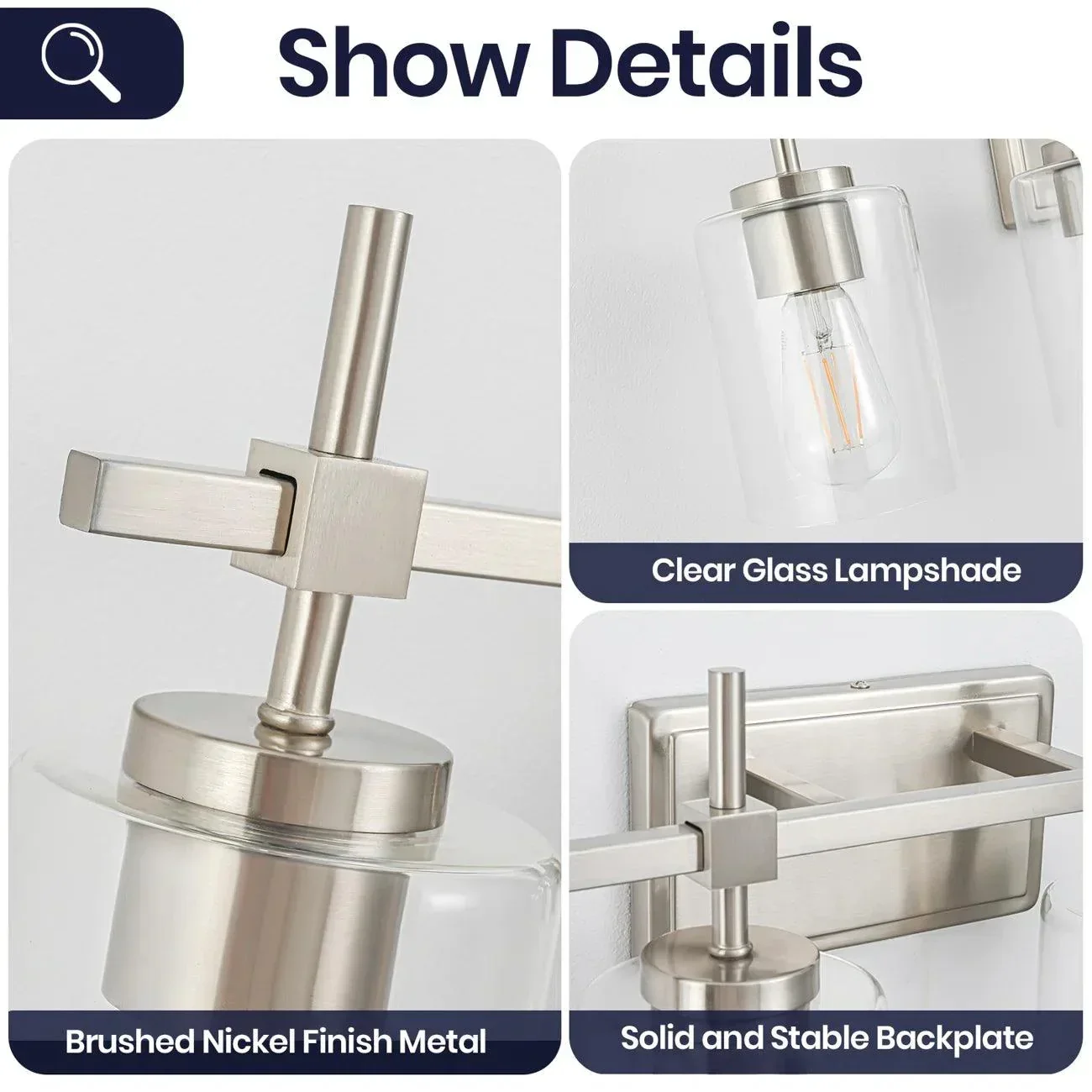 Jasper Modern 4-Light Clear Glass Bathroom Lights Linear Vanity Light - Image 3