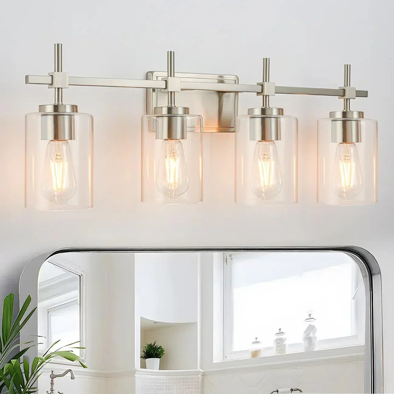 Jasper Modern 4-Light Clear Glass Bathroom Lights Linear Vanity Light - Image 4