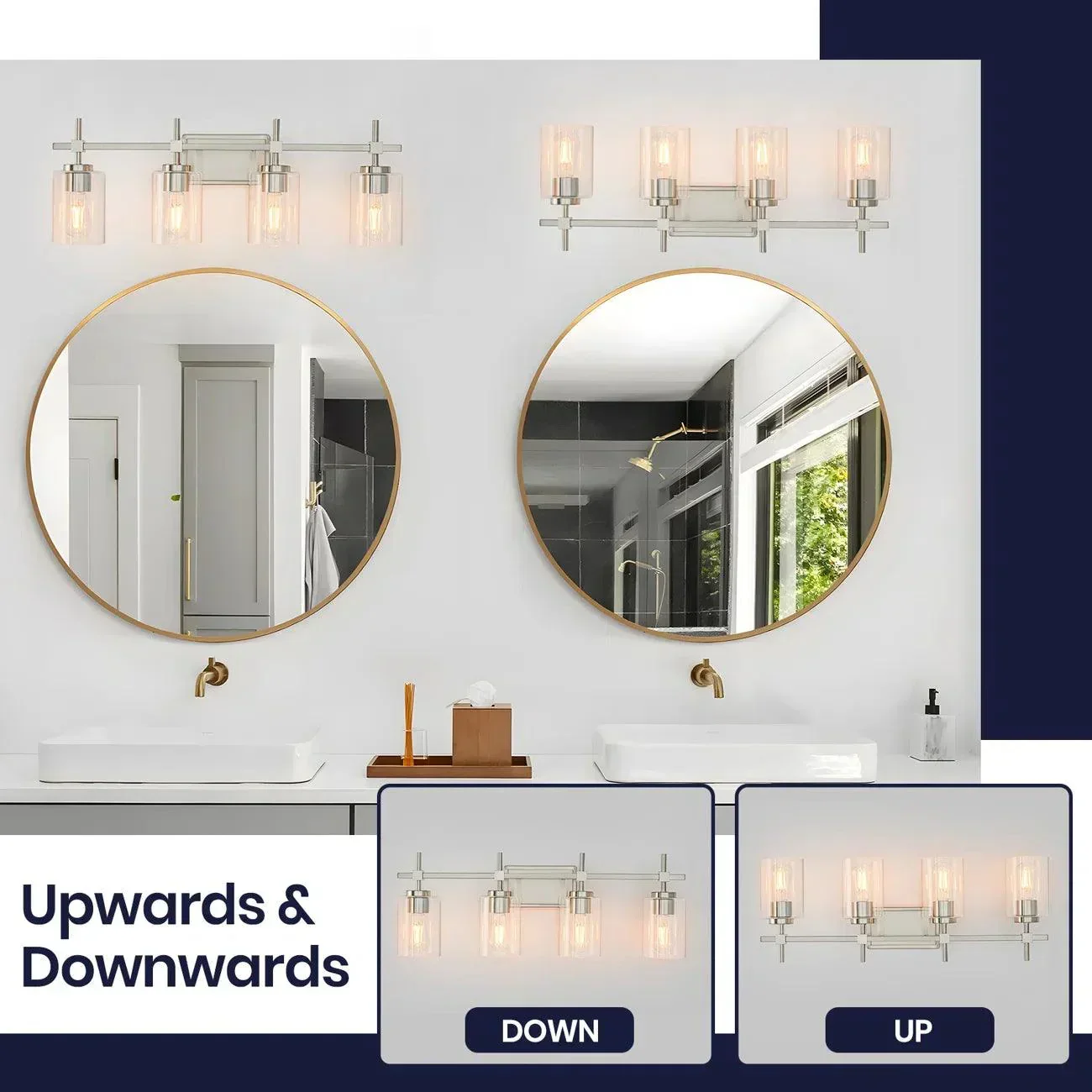 Jasper Modern 4-Light Clear Glass Bathroom Lights Linear Vanity Light - Image 5