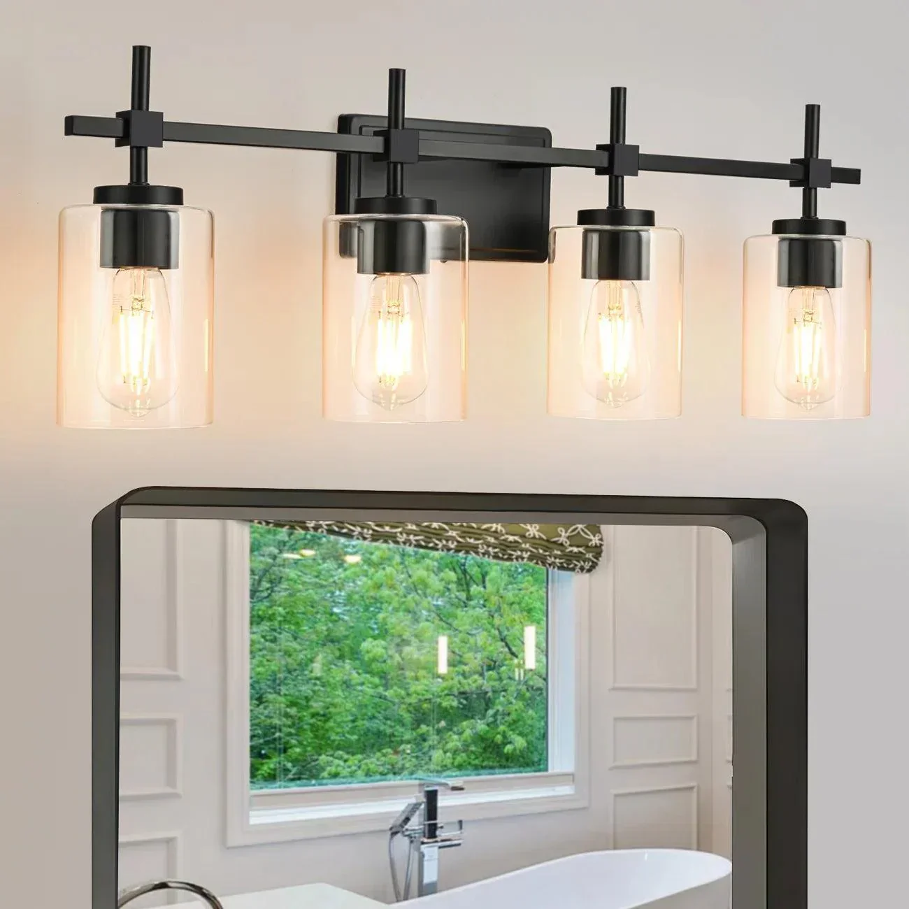 Jasper Modern 4-Light Clear Glass Bathroom Lights Linear Vanity Light - Image 9