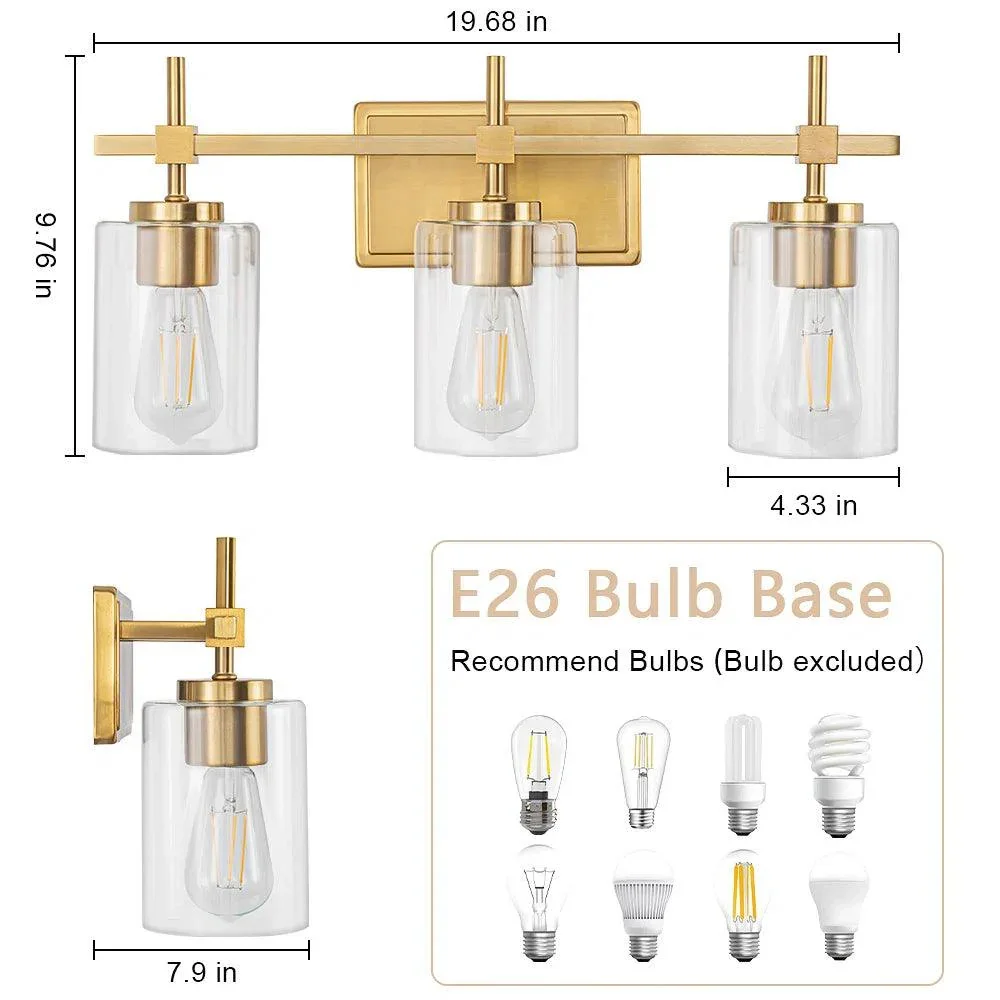 Jasper Modern Clear Glass 3-Light Bathroom Vanity Light - Image 14