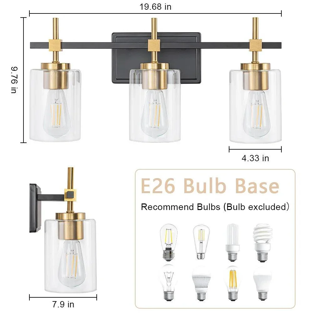 Jasper Modern Clear Glass 3-Light Bathroom Vanity Light - Image 7