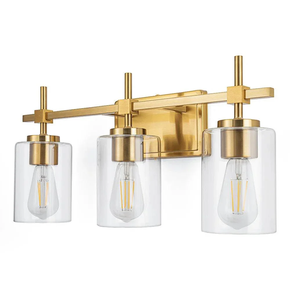 Jasper Modern Clear Glass 3-Light Bathroom Vanity Light - Image 9