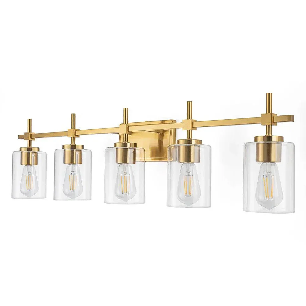 Jasper Modern Clear Glass 5-Light Bathroom Vanity Light - Image 10
