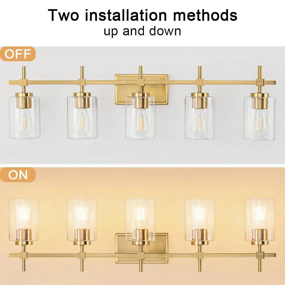 Jasper Modern Clear Glass 5-Light Bathroom Vanity Light - Image 11