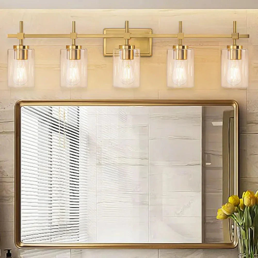 Jasper Modern Clear Glass 5-Light Bathroom Vanity Light - Image 15