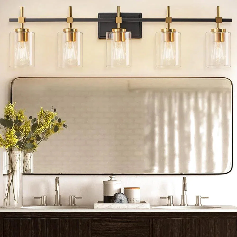 Jasper Modern Clear Glass 5-Light Bathroom Vanity Light - Image 2