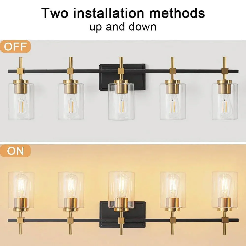 Jasper Modern Clear Glass 5-Light Bathroom Vanity Light - Image 4
