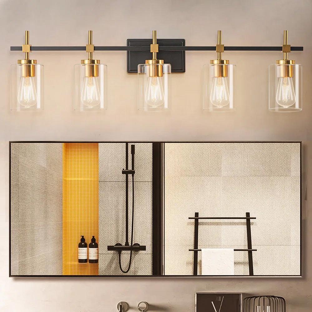 Jasper Modern Clear Glass 5-Light Bathroom Vanity Light - Image 5