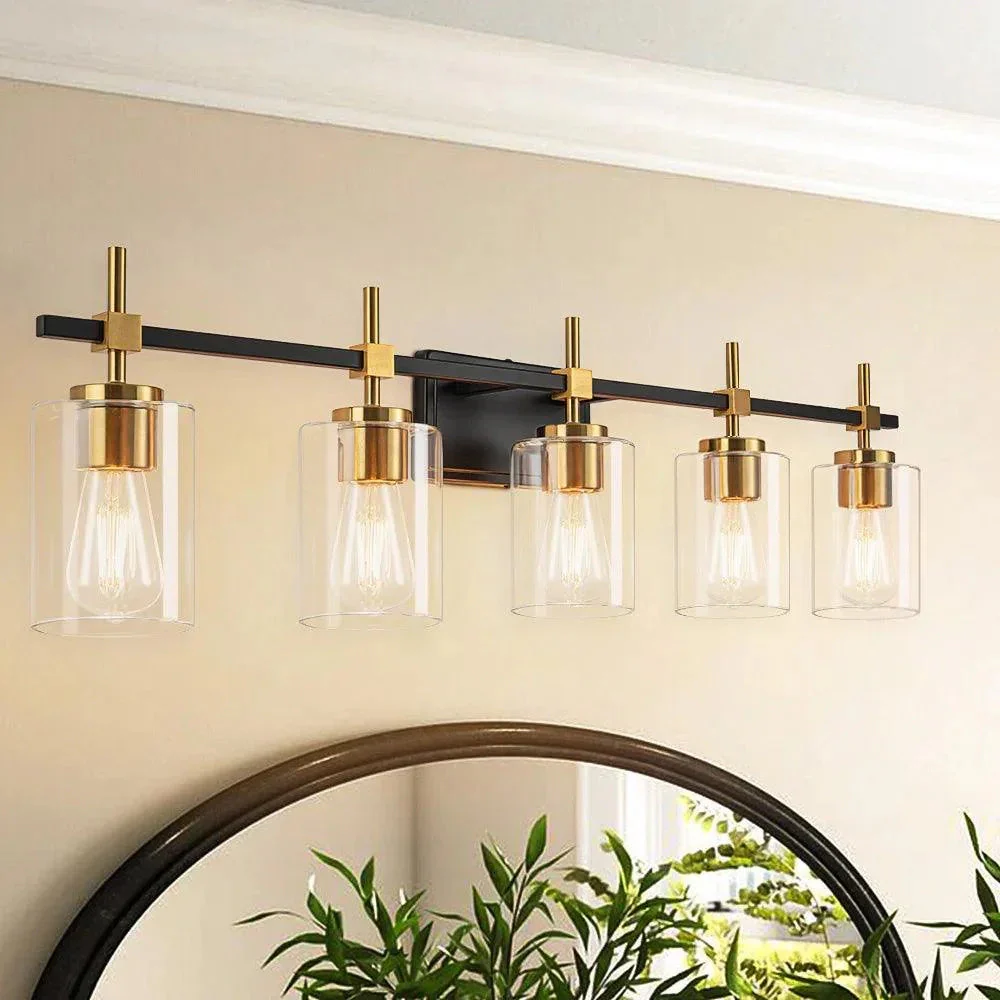 Jasper Modern Clear Glass 5-Light Bathroom Vanity Light - Image 6