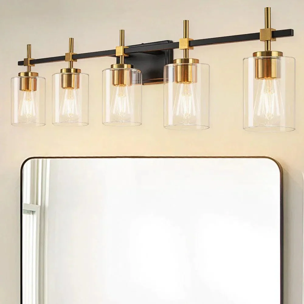 Jasper Modern Clear Glass 5-Light Bathroom Vanity Light - Image 7