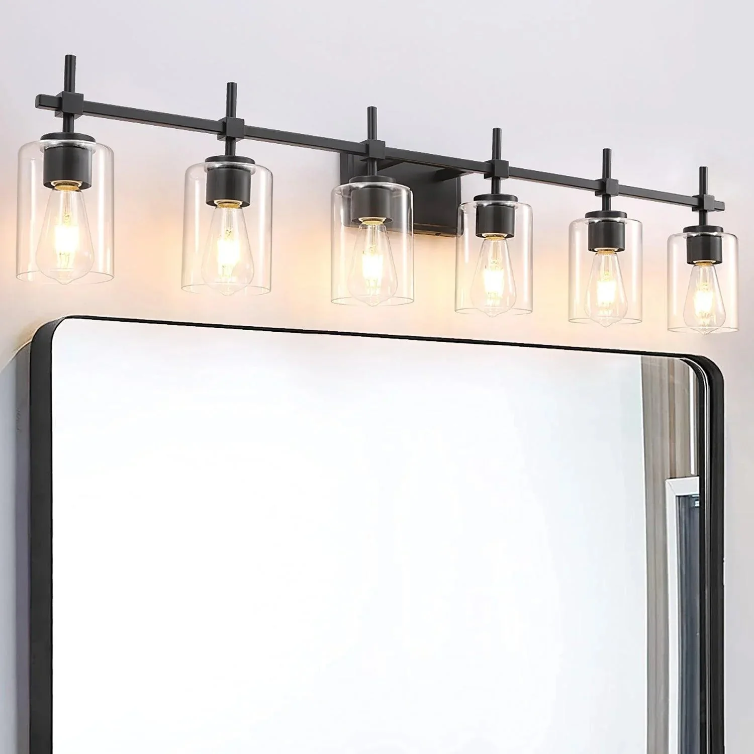 Jasper Modern Clear Glass 6-Light Bathroom Vanity Light - Image 12