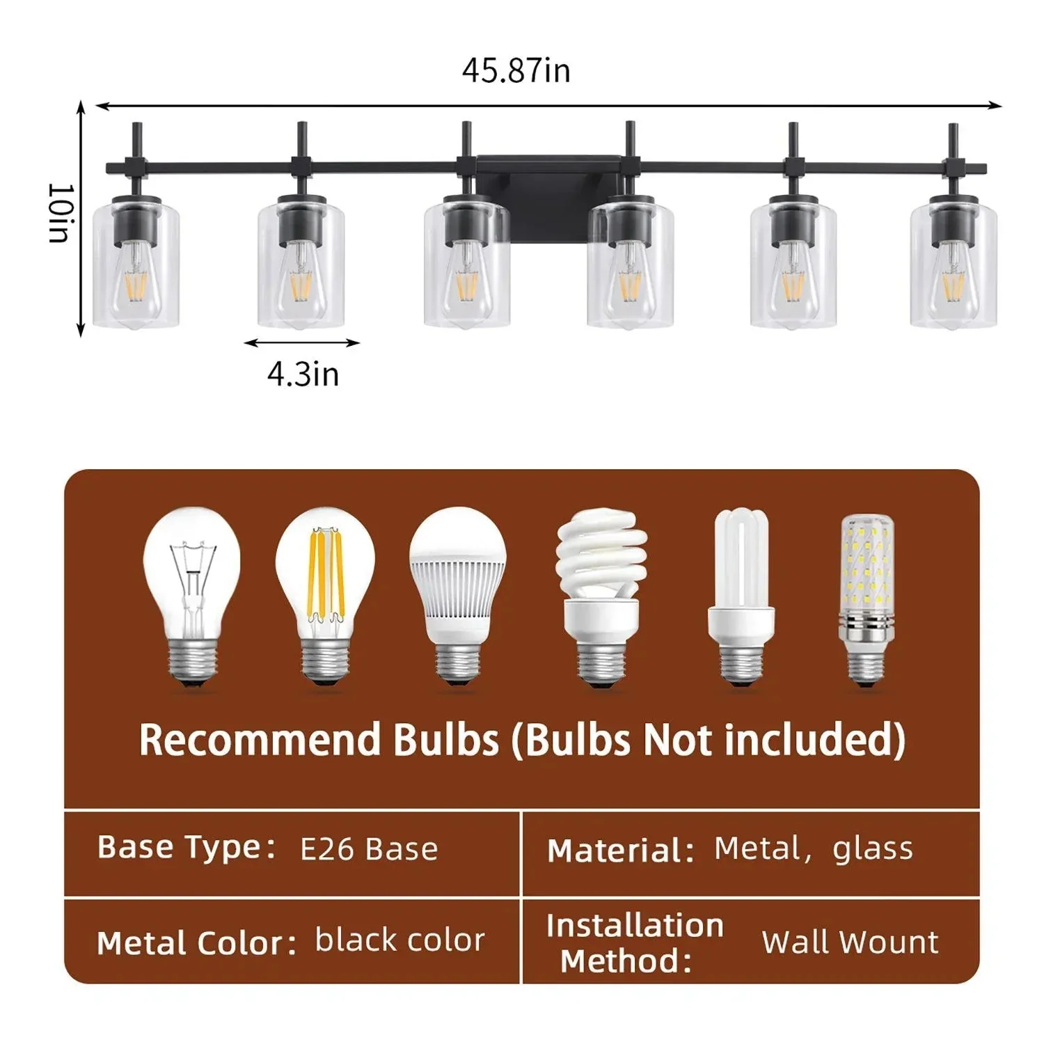 Jasper Modern Clear Glass 6-Light Bathroom Vanity Light - Image 13