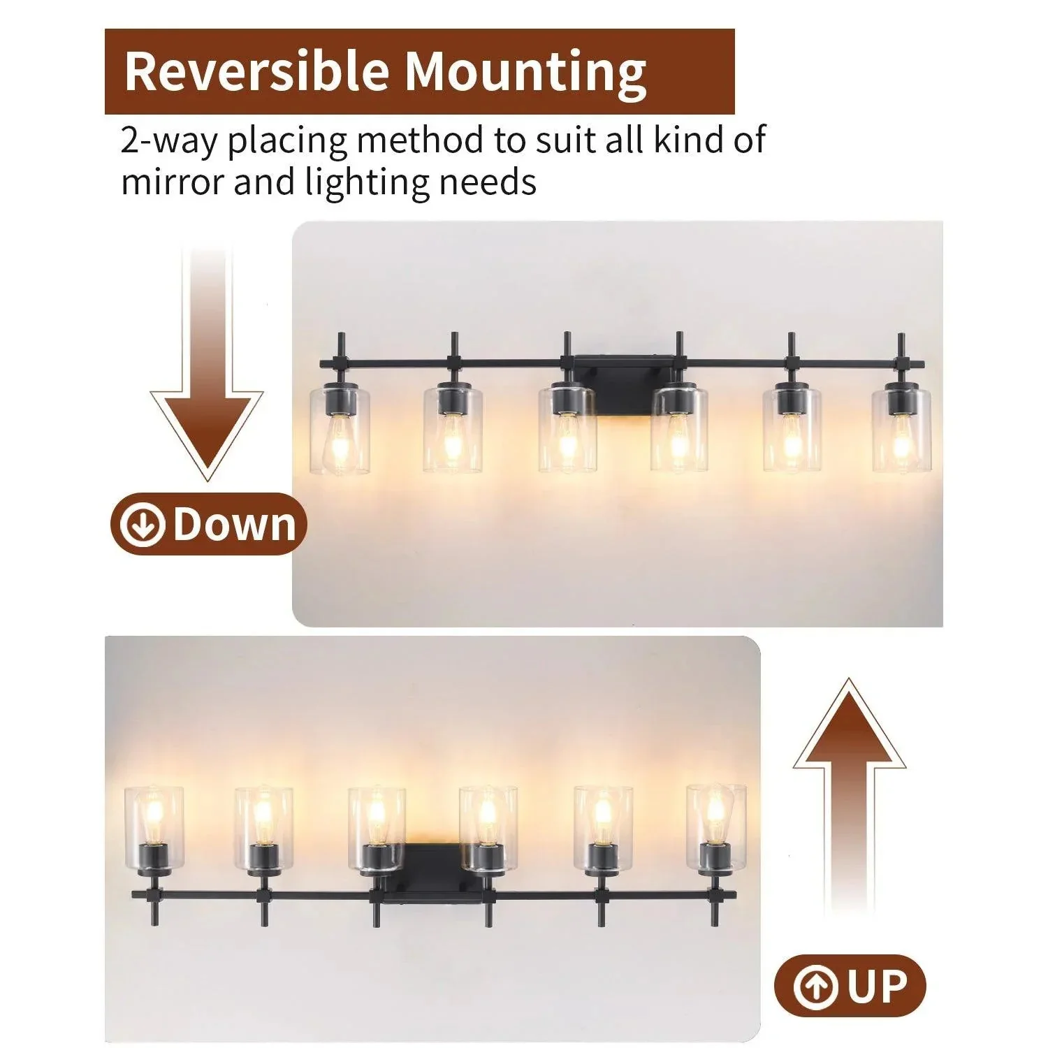 Jasper Modern Clear Glass 6-Light Bathroom Vanity Light - Image 14