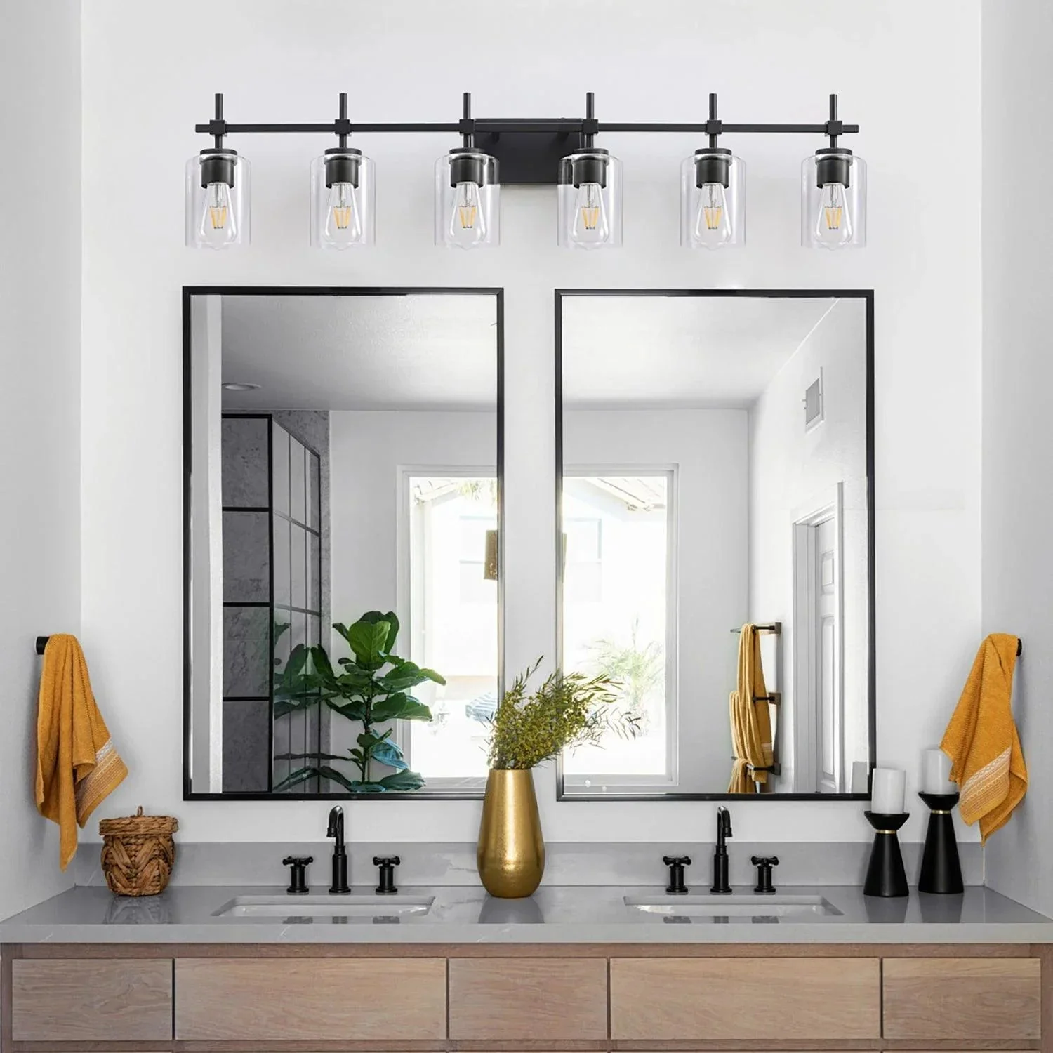 Jasper Modern Clear Glass 6-Light Bathroom Vanity Light - Image 16