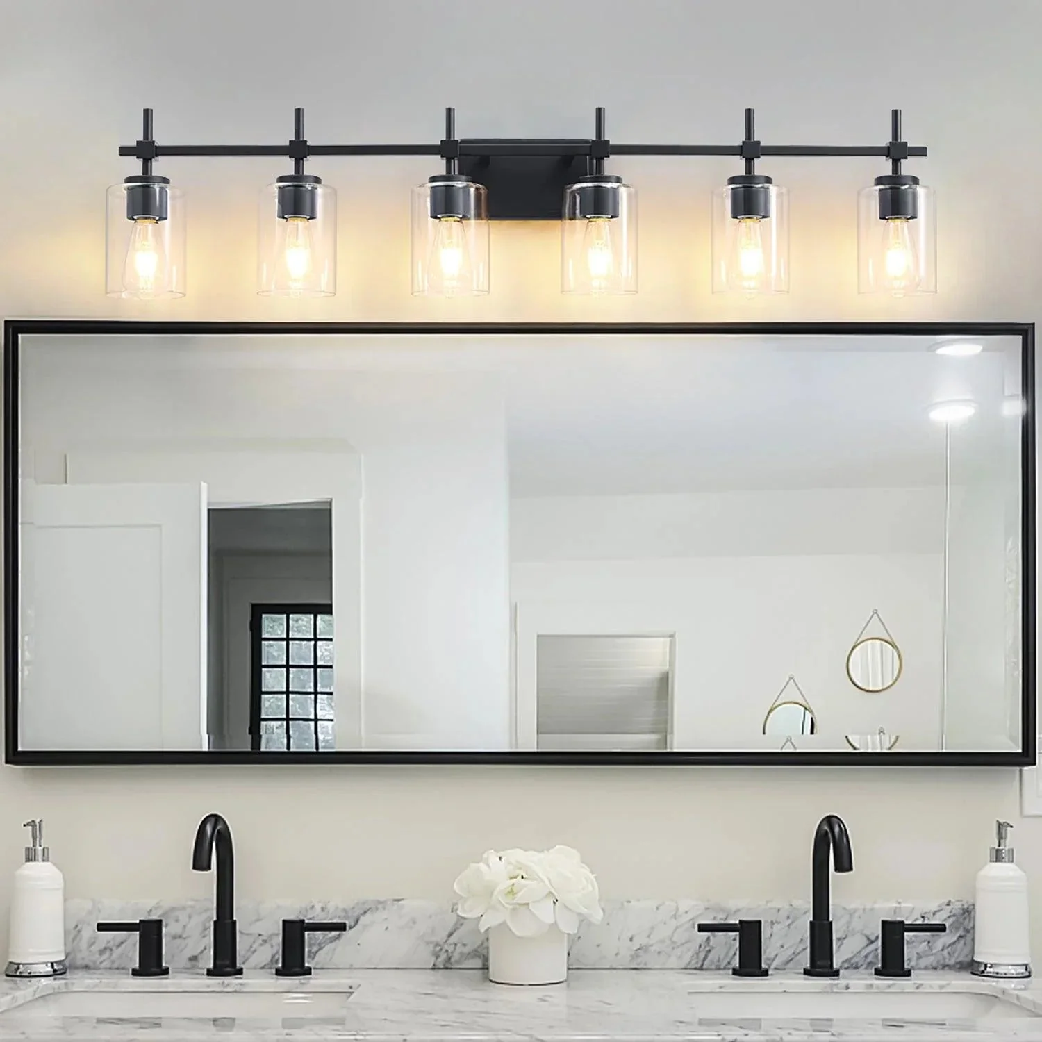 Jasper Modern Clear Glass 6-Light Bathroom Vanity Light - Image 17