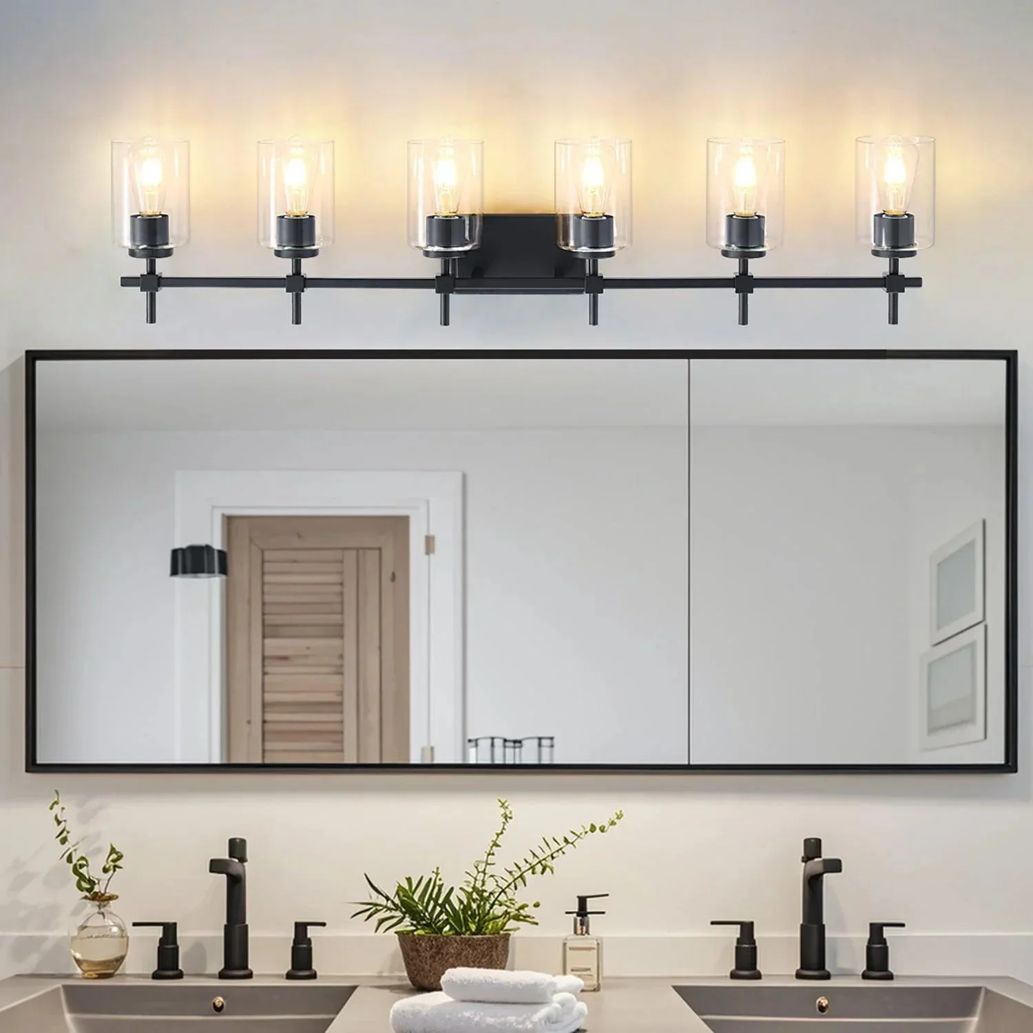 Jasper Modern Clear Glass 6-Light Bathroom Vanity Light - Image 18