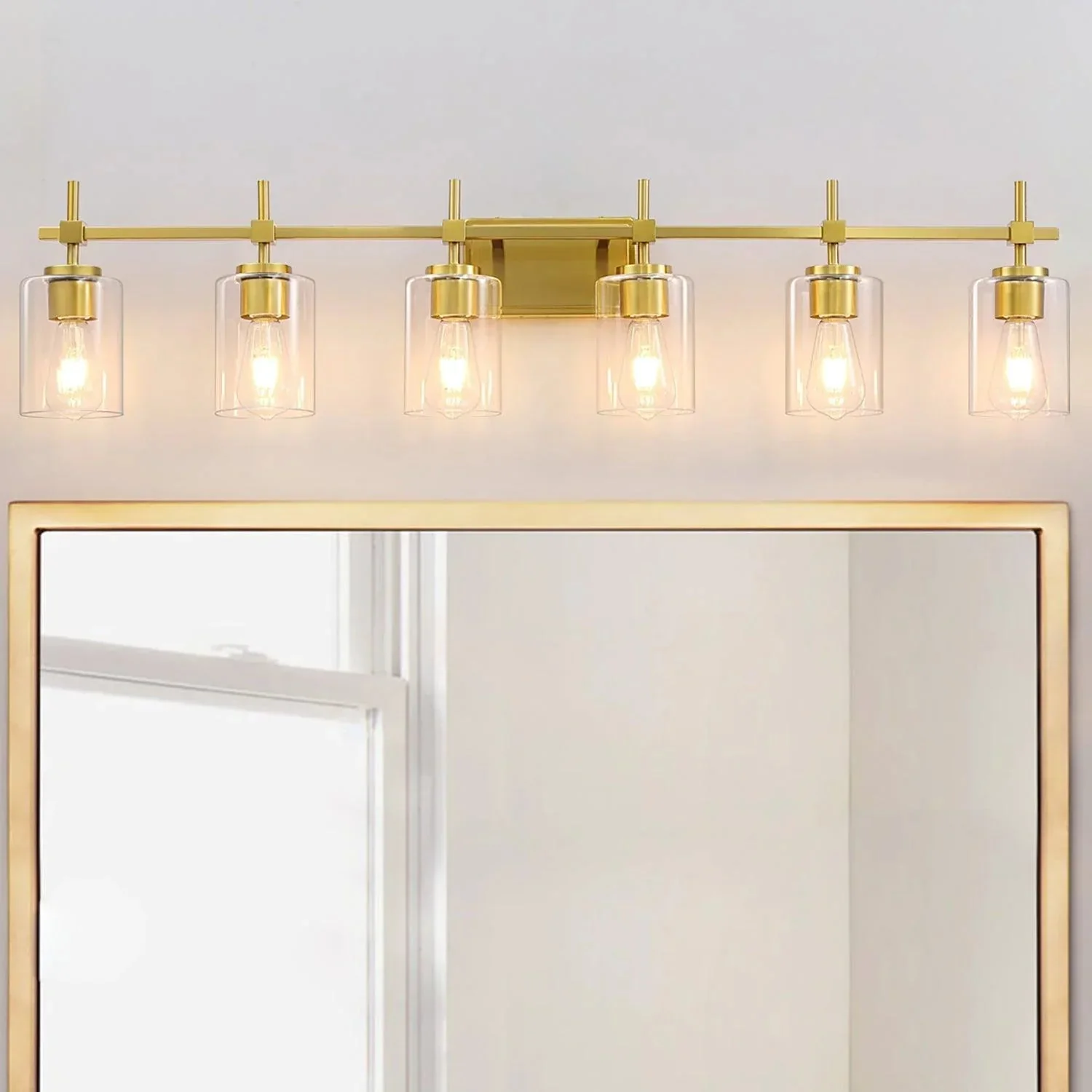 Jasper Modern Clear Glass 6-Light Bathroom Vanity Light - Image 2