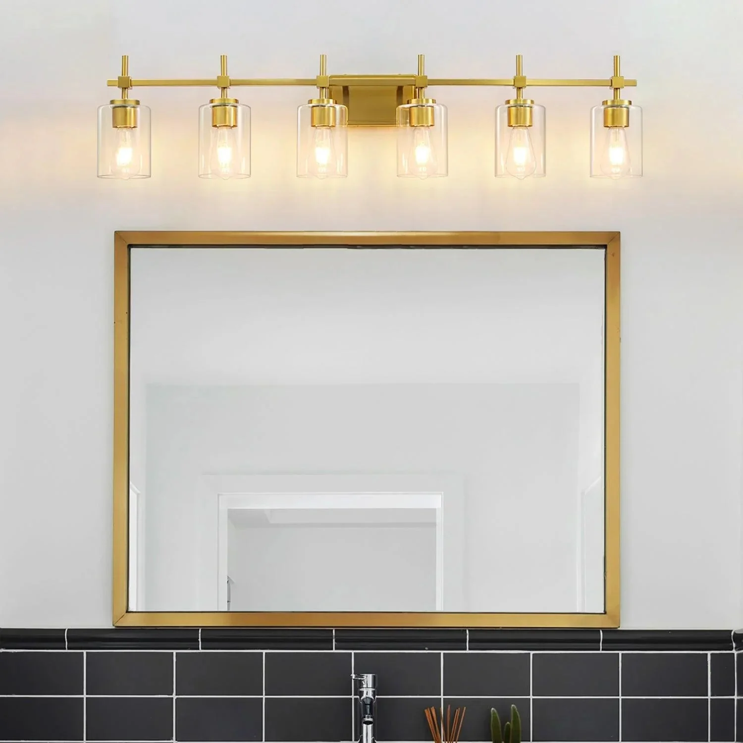 Jasper Modern Clear Glass 6-Light Bathroom Vanity Light - Image 4