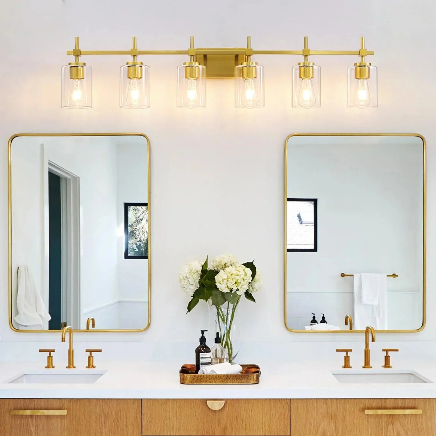 Jasper Modern Clear Glass 6-Light Bathroom Vanity Light - Image 5