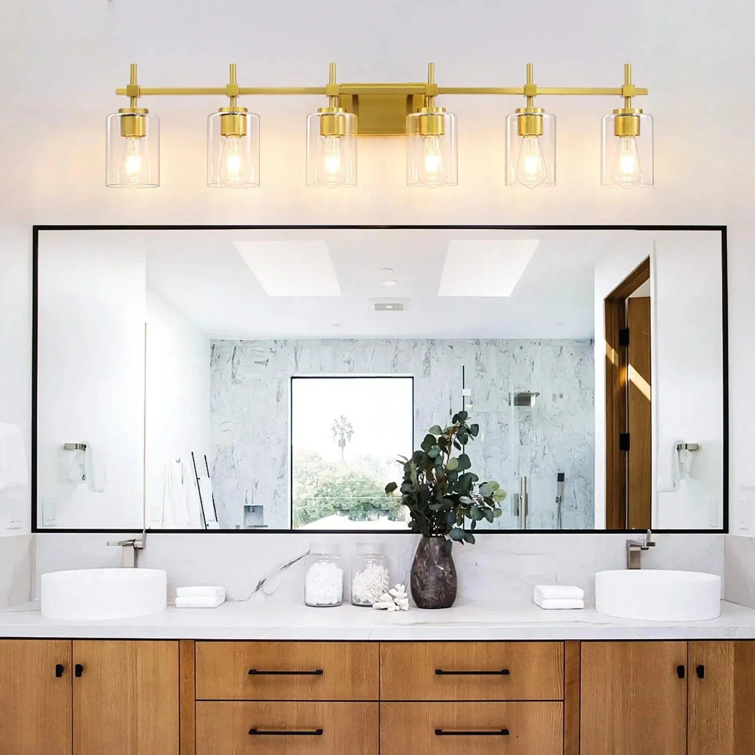 Jasper Modern Clear Glass 6-Light Bathroom Vanity Light - Image 6