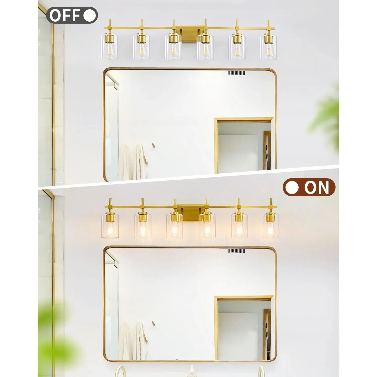 Jasper Modern Clear Glass 6-Light Bathroom Vanity Light - Image 7